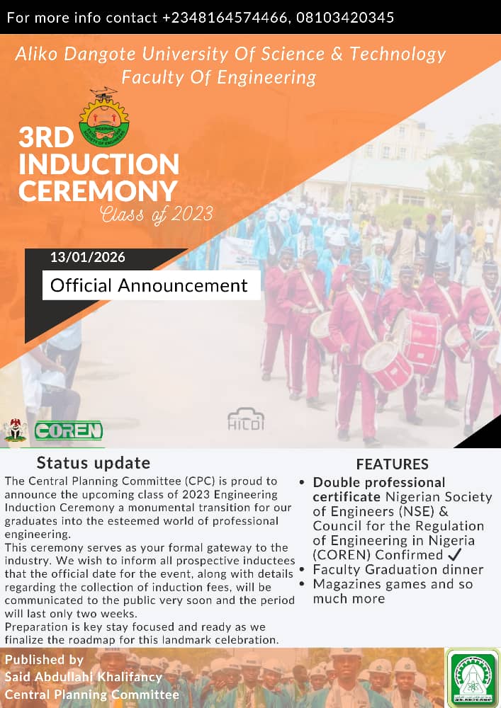 Faculty of Engineering Announces 3rd Induction Ceremony (Class of 2023)